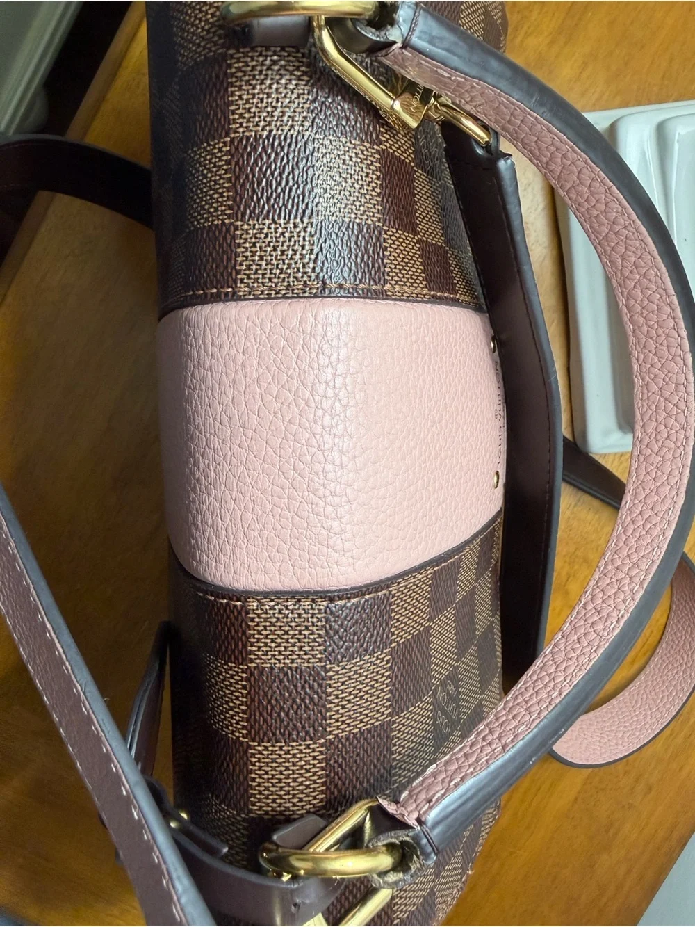 Louis Vuitton Damier Bond Street Bag with Pink Leather Accent